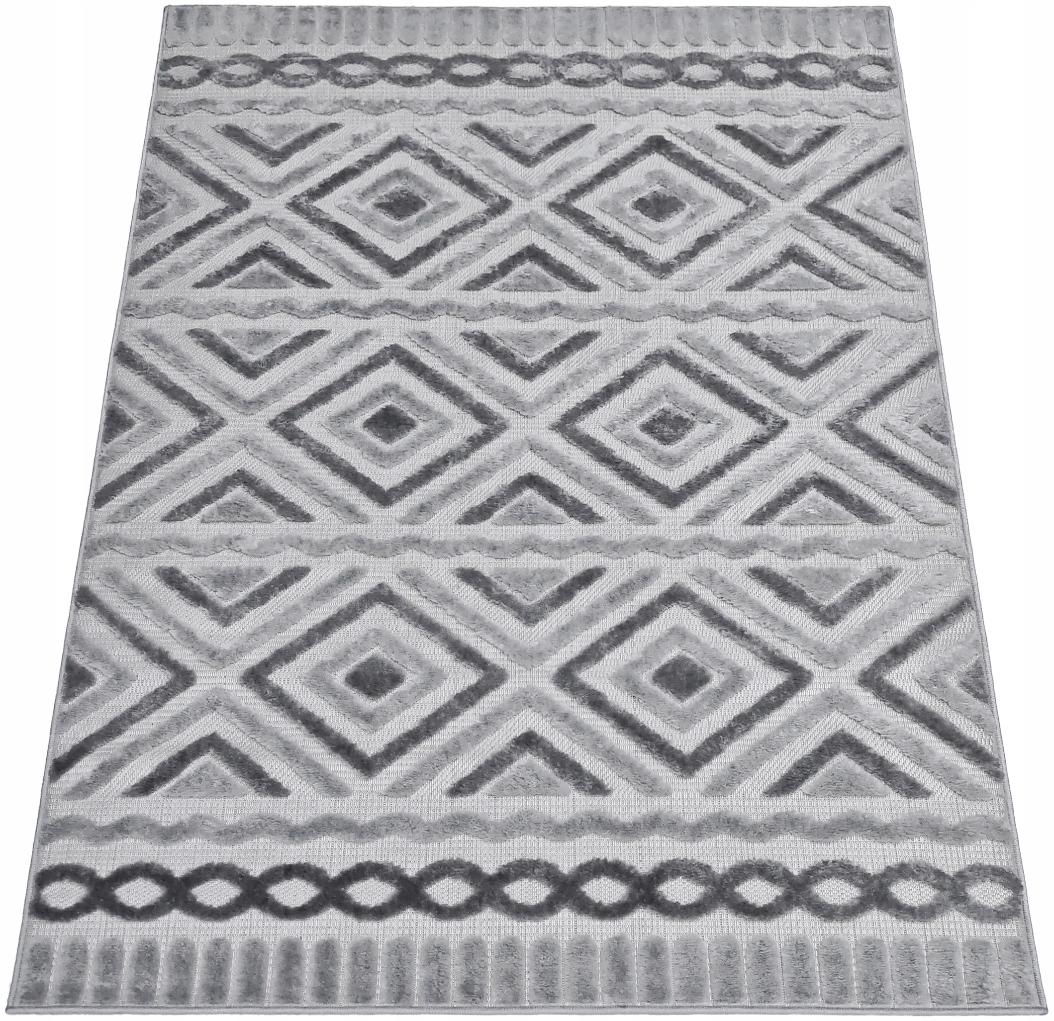 Koberec 120x170 Boho Berber Do Obývacího Pokoje Ložnice Šedá Módní Dvouúrovňový