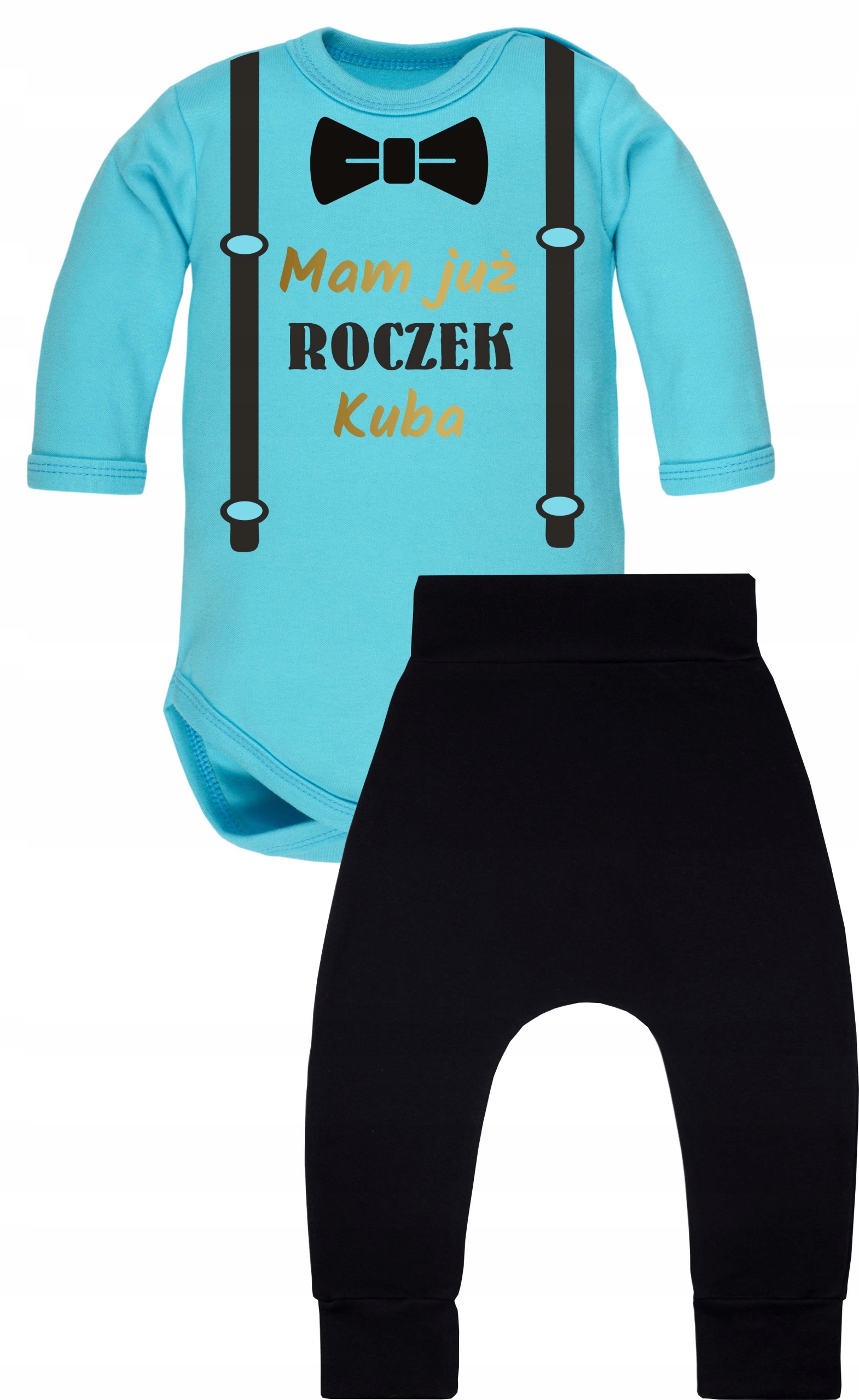 

Komplet na roczek dla chłopca, body z imieniem