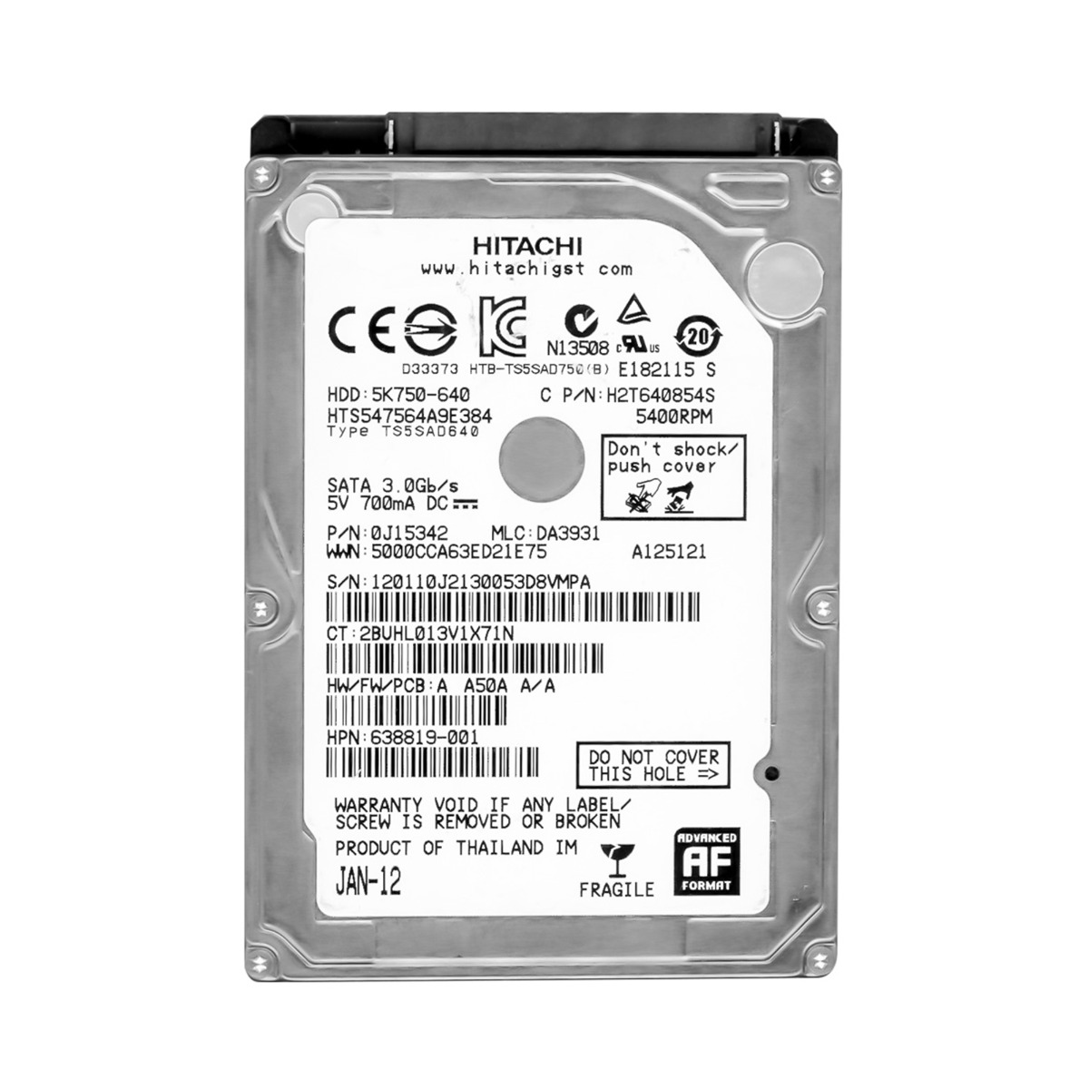 640GB 5.4k Sata II 2.5'' HTS547564A9E384