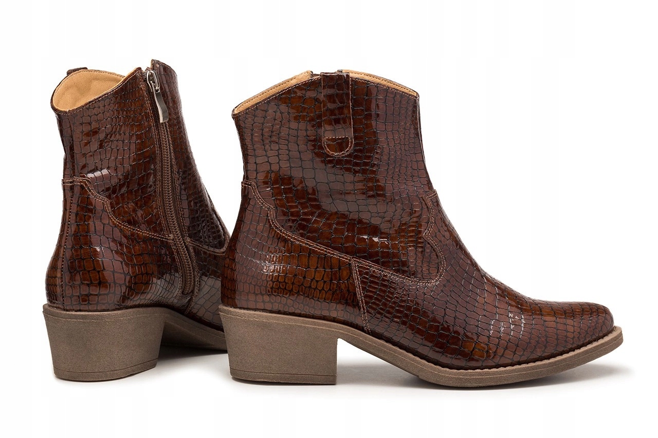 Kotníkové Boty kovbojské boty kožené boty Butdam KW-1, hnědé, podzimní, velikost 38