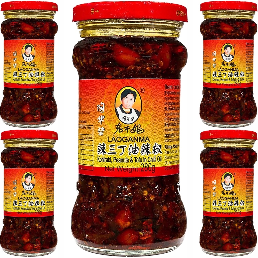 5x Chińska Kalarepa z Orzechami Tofu Chili Do Smażenia w Woku 280g Laoganma