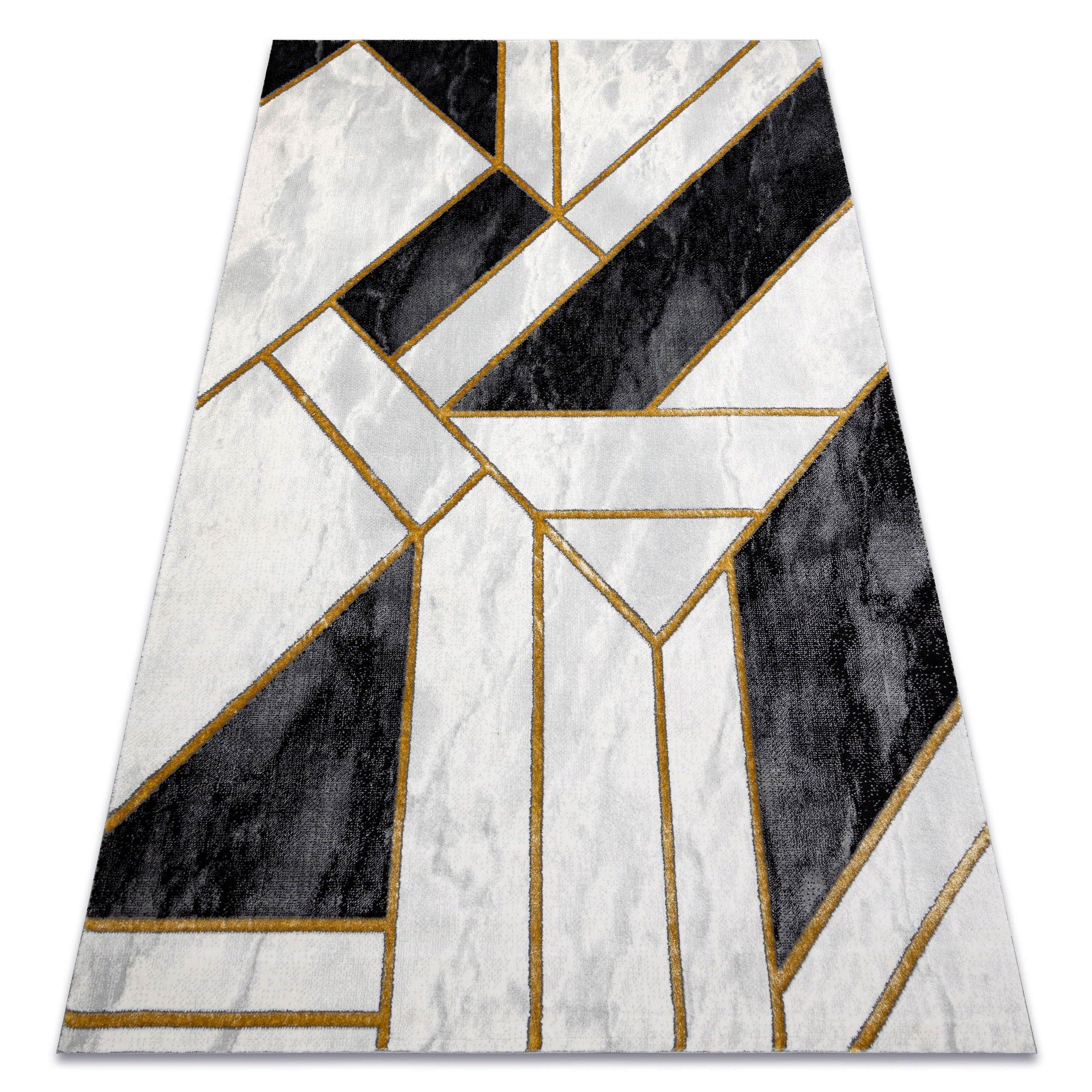 

Stylowy Dywan 80x150 cm Marmur czarny/złoty #AF480