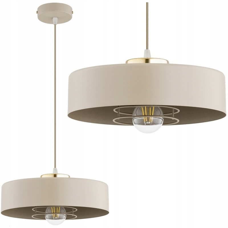 Závěsná stropní lampa Ecru Béžová Kašmír Lustr Zlatá E27 Led