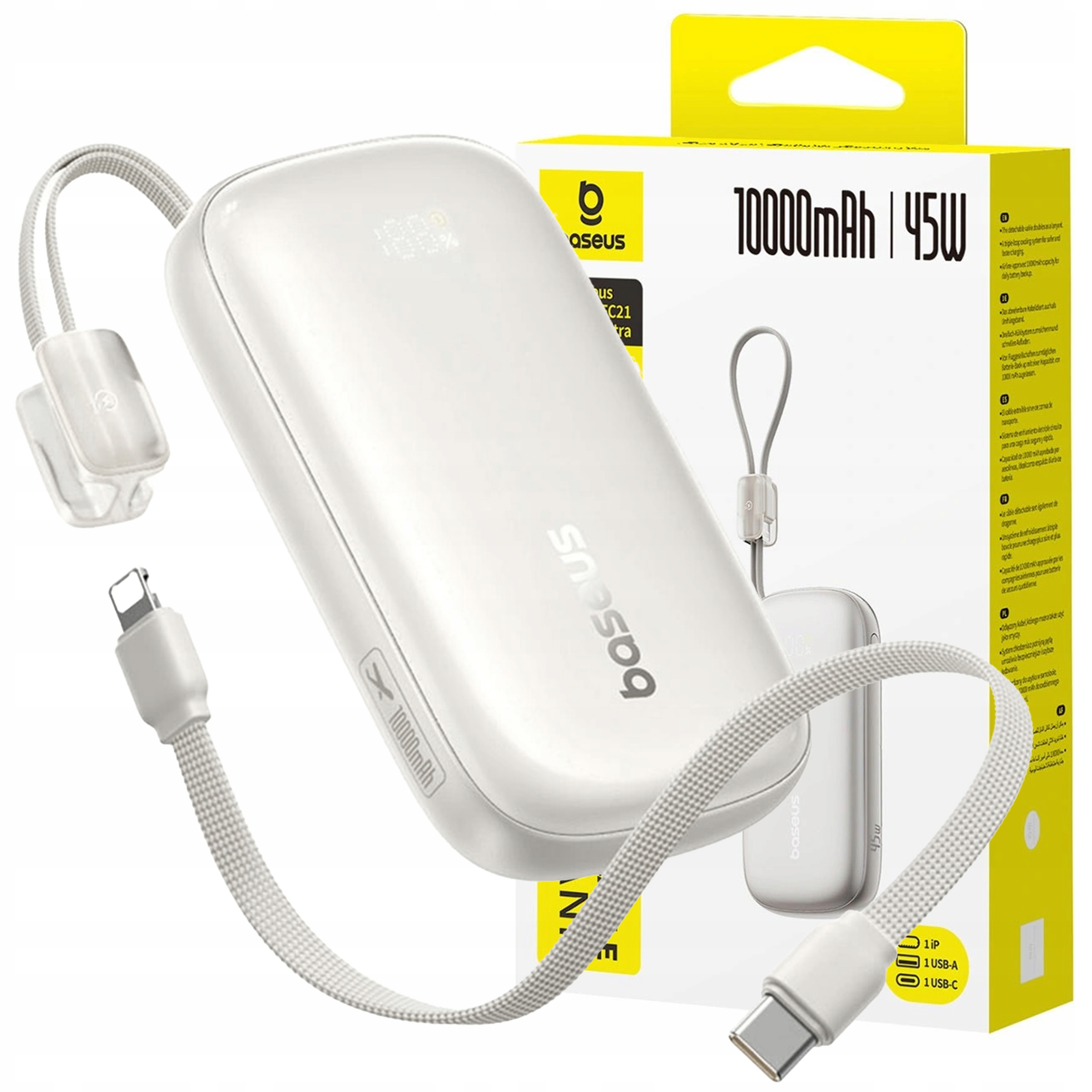 Powerbanka Baseus 10000 mAh 45W Displej Odnímatelný Kabel USB-C/Lightning