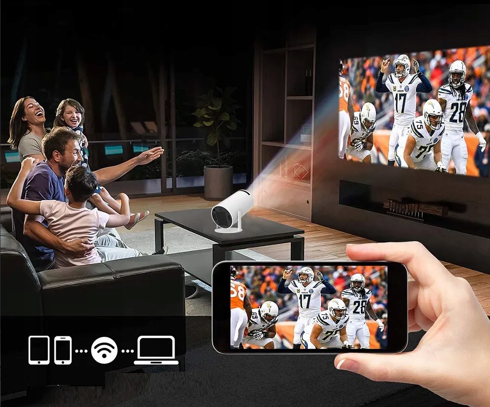 PRZENOŚNY PROJEKTOR OBROTOWY RZUTNIK FULL HD SMART TV BOX ANDROID WIFI Żywotność lampy w trybie normalnym 50000 h