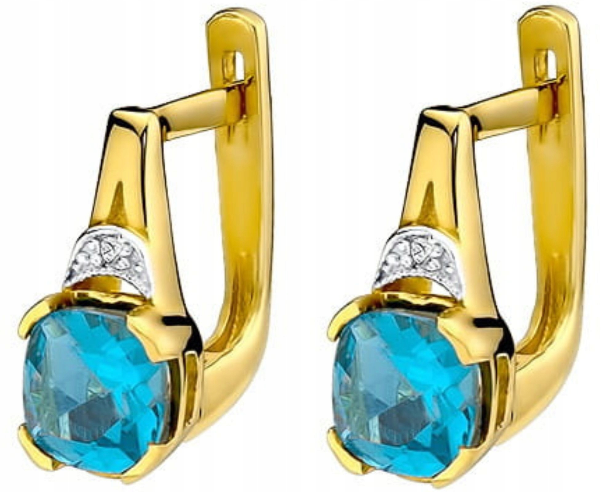 Zlaté náušnice s topazem a brilianty