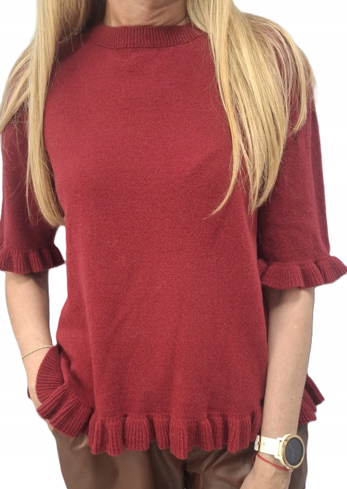 Cocomore Svetr Halenka s volánky Bordová