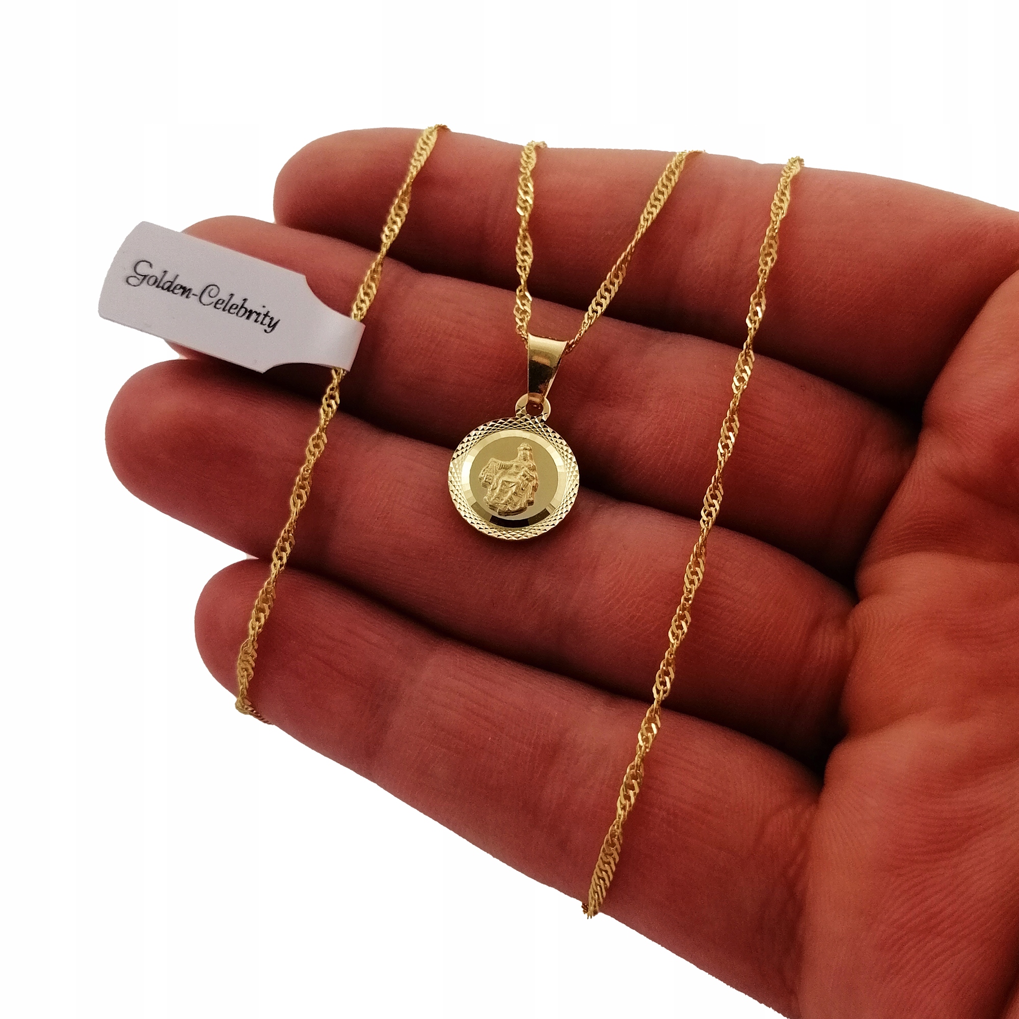 ZŁOTY ŁAŃCUSZEK SINGAPUR + ZAWIESZKA SZKAPLERZ 925/585 NA KOMUNIĘ + GRAWER EAN (GTIN) 5905935507202