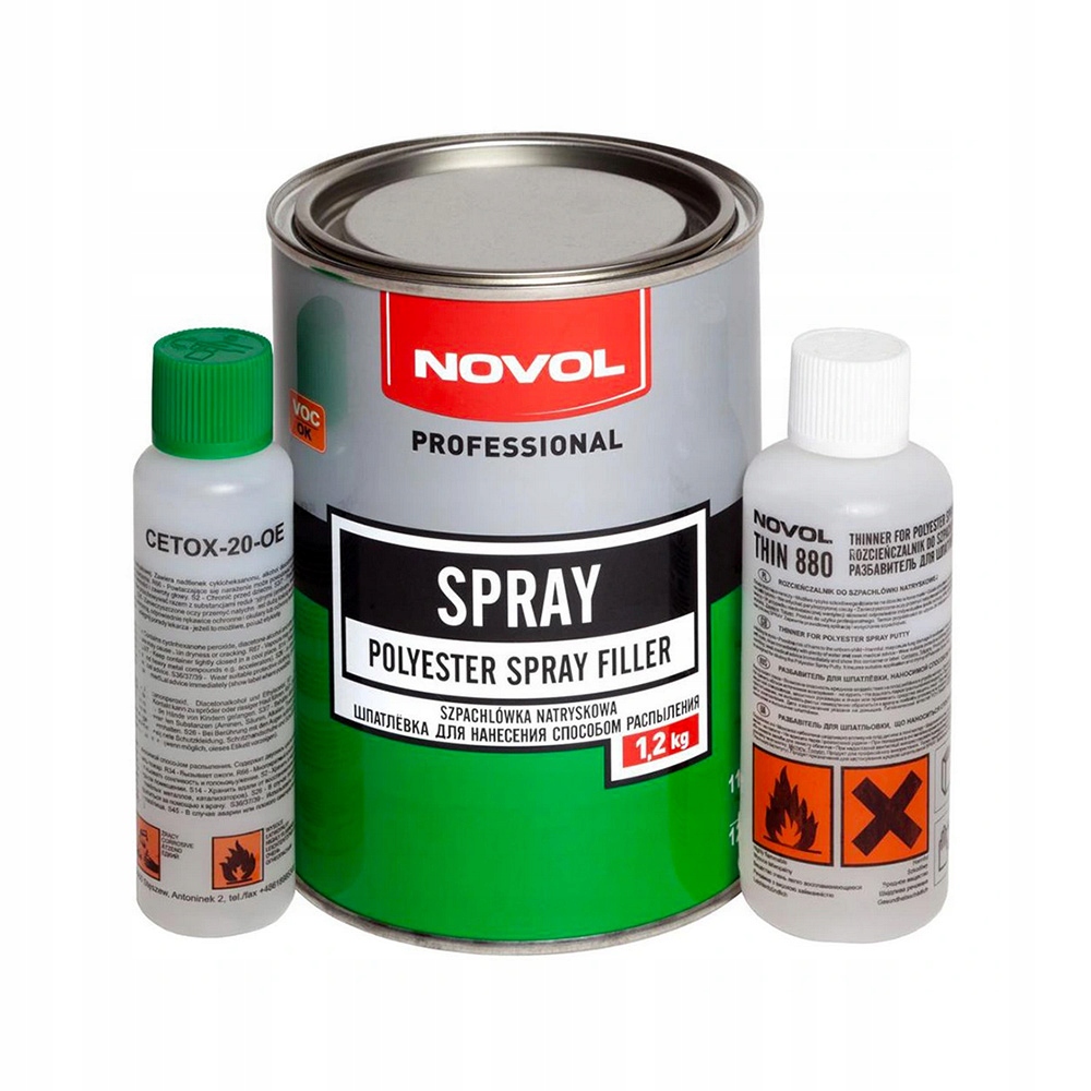 Novol Szpachlówka natryskowa Spray 1,2 kg Zestaw