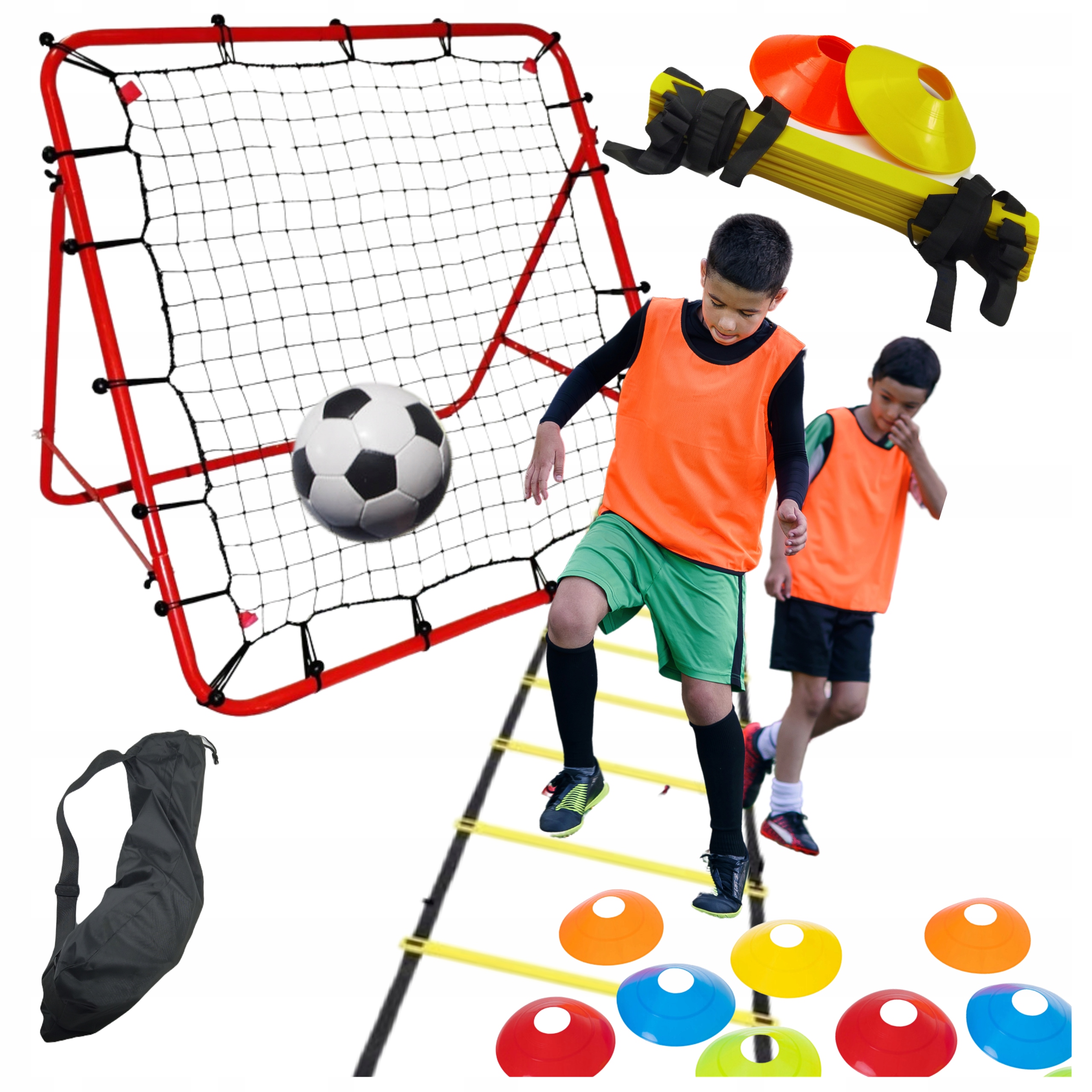 Zestaw Piłkarski Drabinka Koordynacyjna Pachołki Trenażer Rebounder