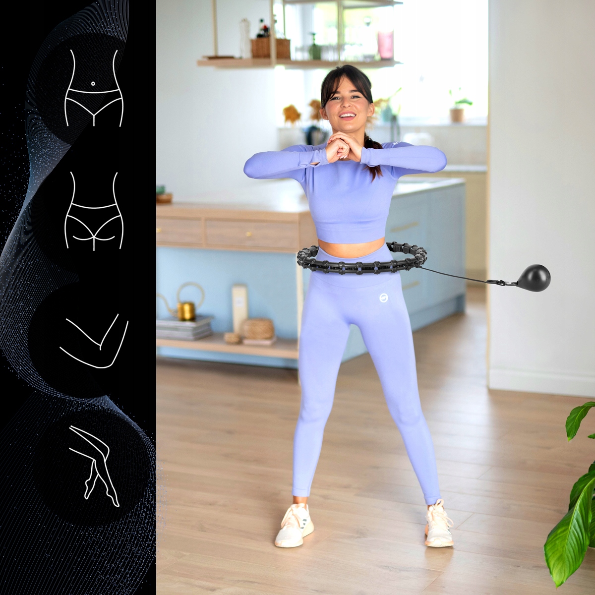 HULA HOP Z WYPUSTKAMI I OBCIĄŻNIKIEM HMS HHW02 KOŁO TRENING ODCHUDZANIE Model HHW02