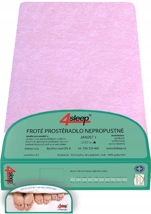Nepropustné froté prostěradlo s gumičkou 180/200 Růžové