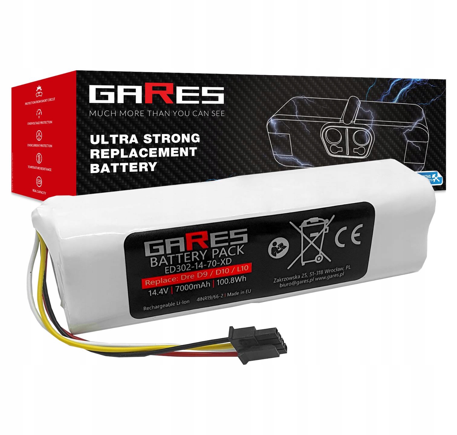 Akumulátor Gares pre Xiaomi Dreame D10s D9 Pro F9 L10 s 14,4V 7,0Ah