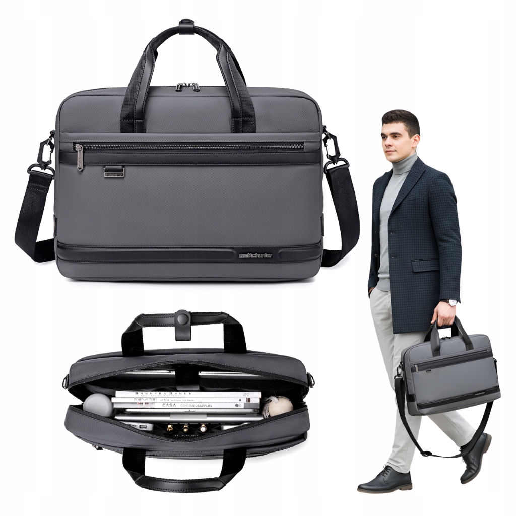 Torba biznesowa na laptop 15,6 szara pojemna 40X28X8 9L do pracy