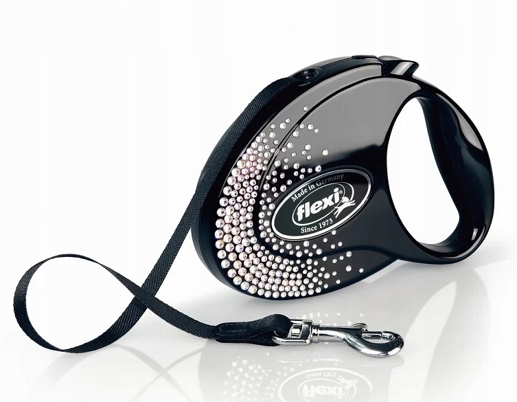 Flexi Glam Splash Crystal křišťály Swarovski M Páska 5 m vodítko černá