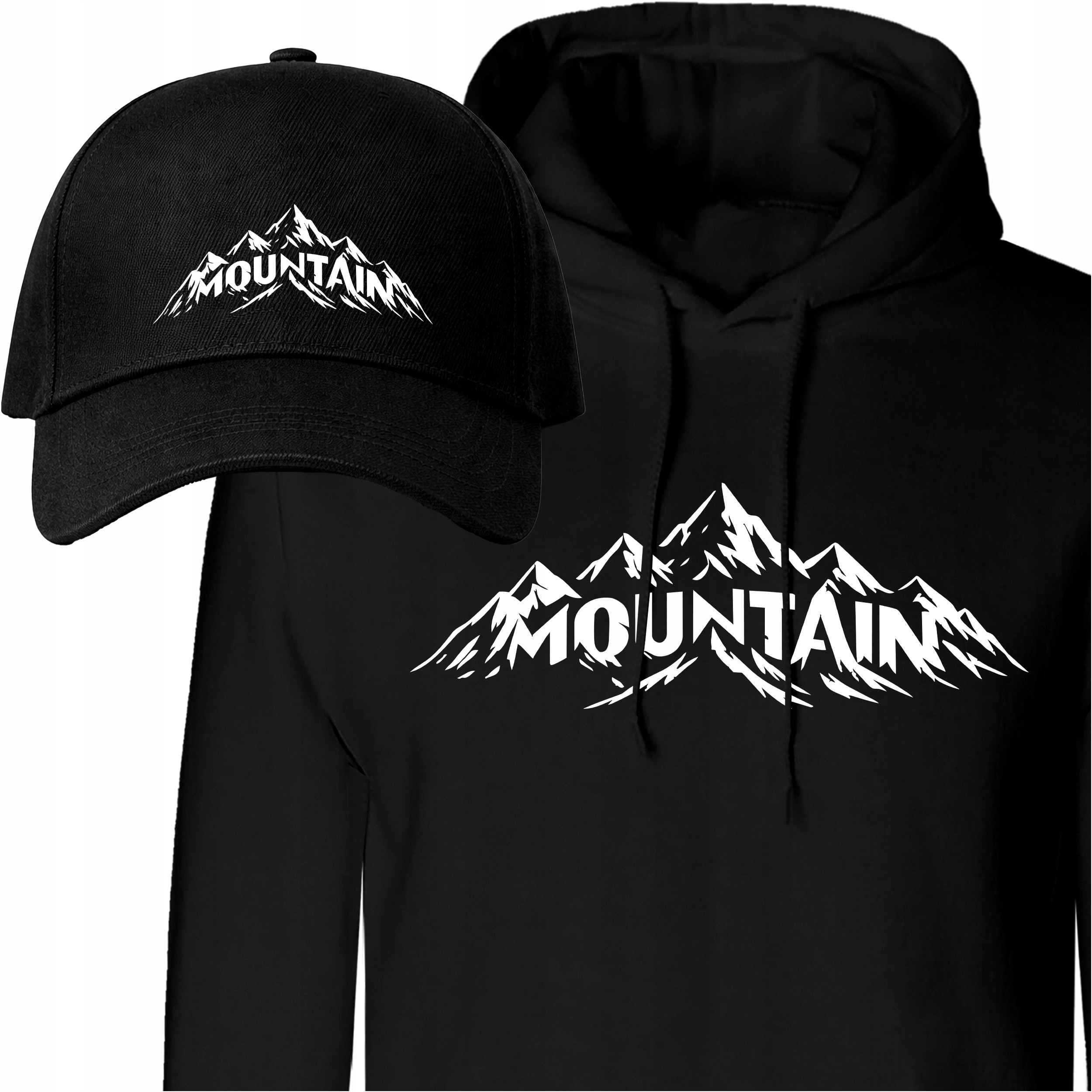 Teplá Mikina Mountain XL Hoodie Hory Čepice černá Dárek pro tatínka