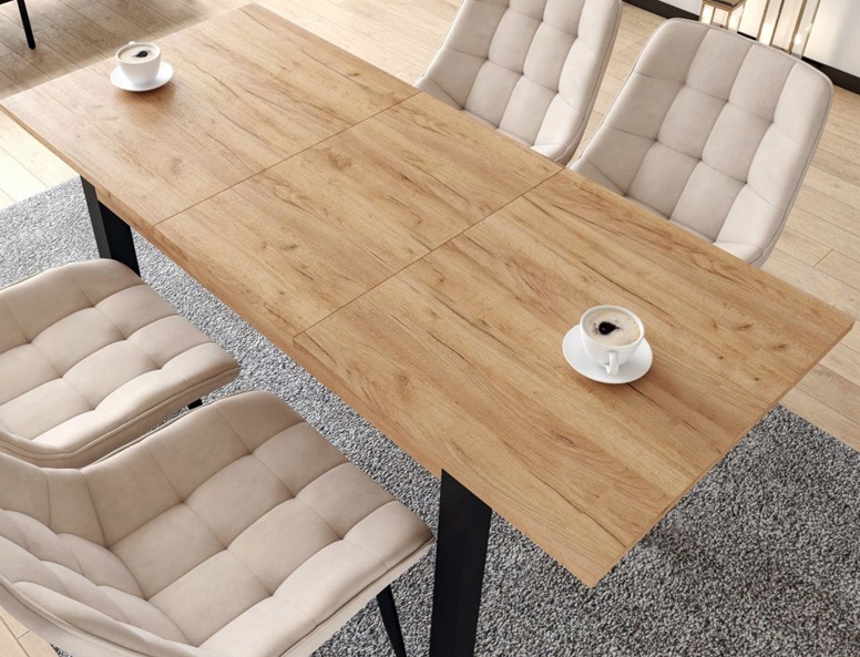 Stółrozkładany Dąb Craft Czarny Loft 120-160 CM Nowoczesny
