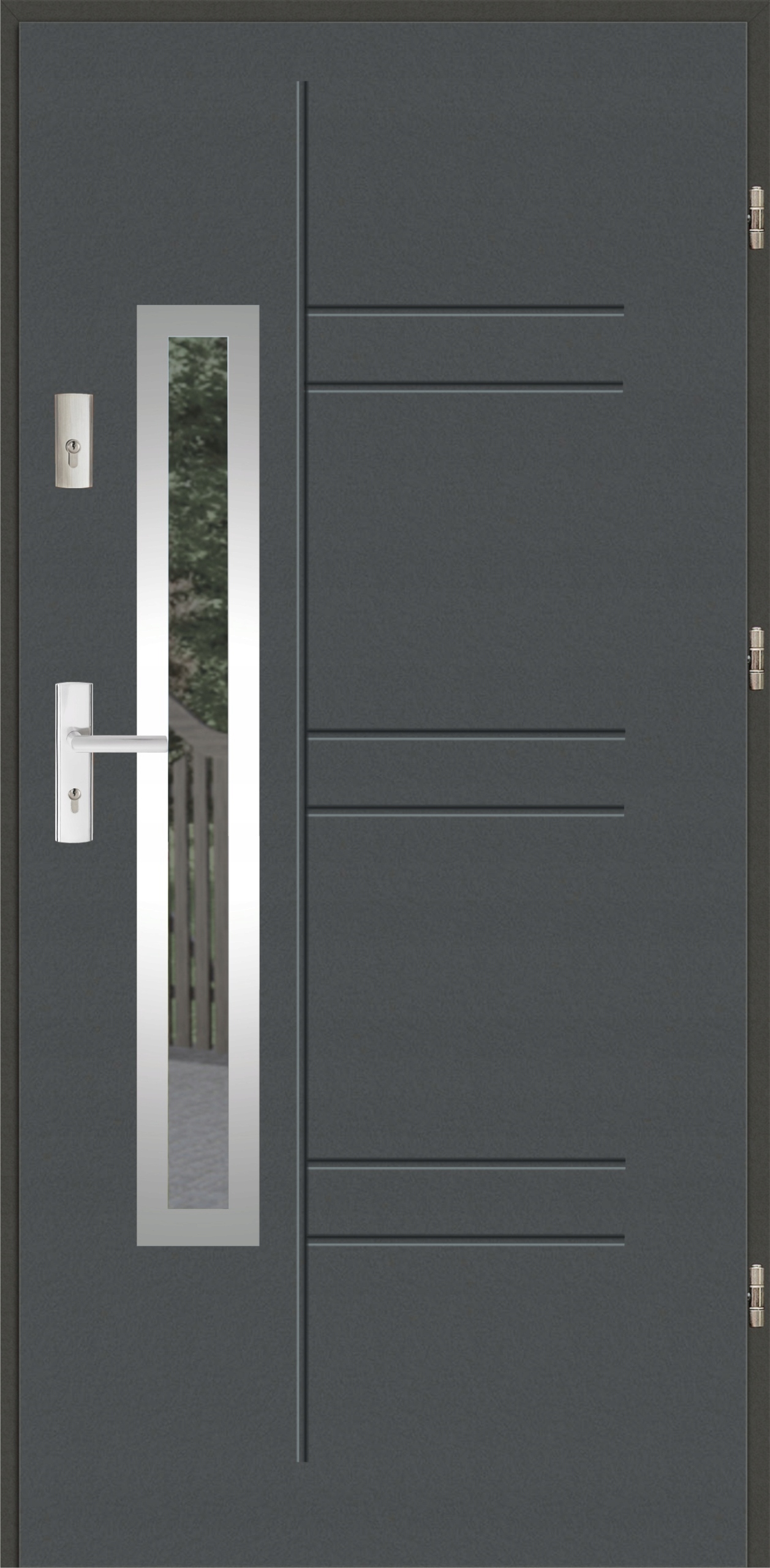 Drzwi Ud 1,2 Lux 72mm Gala 177 Inox Antracyt Ciemny 90P na zewnątrz