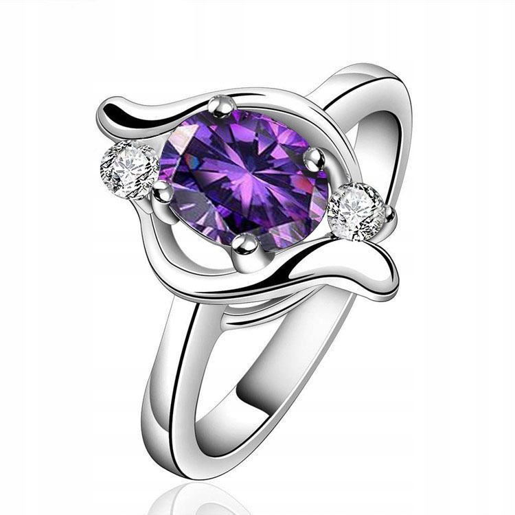 

Srebrny Pierścionek Z Fioletową Cyrkonią ROZMIAR11