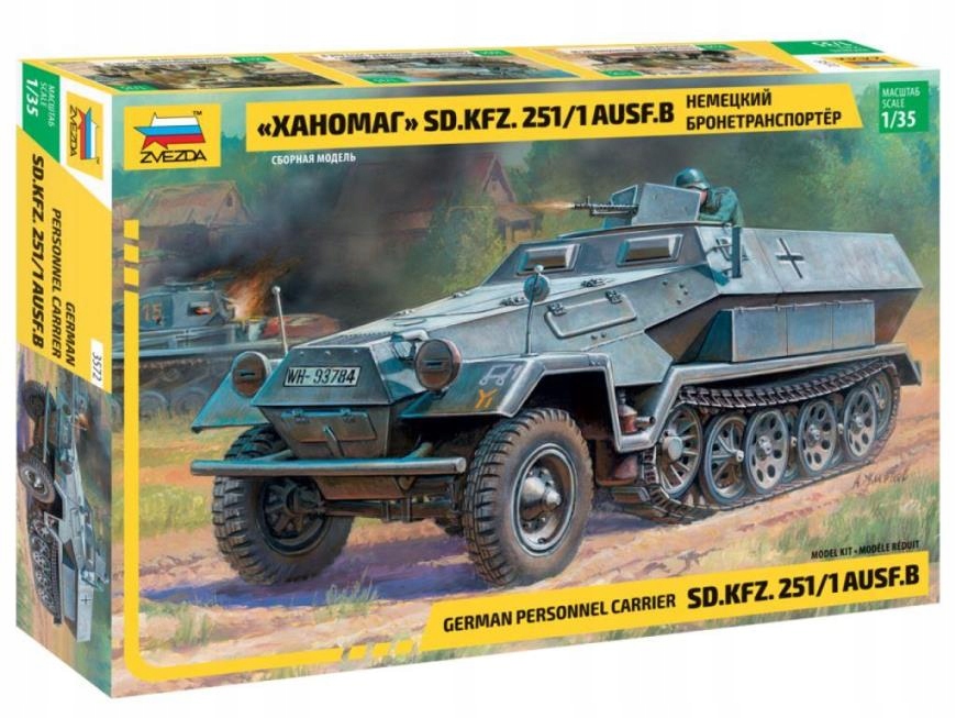 1:35 Zvezda 3572 Hanomag Sd.Kfz.251/1 Ausf.B Polopásový Transportér