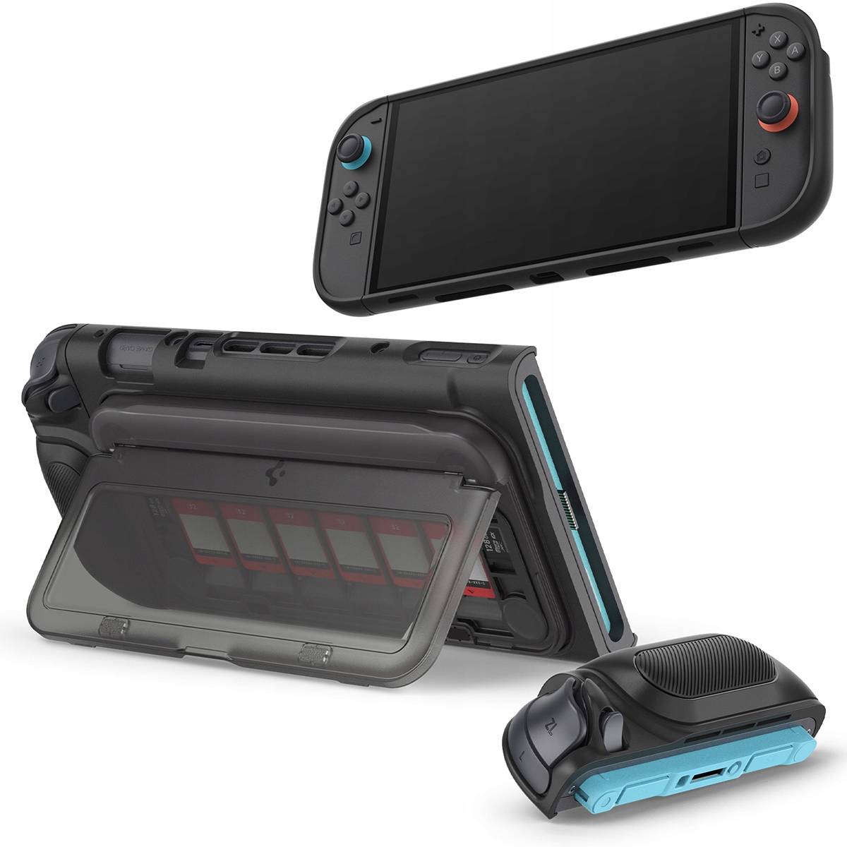 Etui Spigen do Nintendo Switch 2, case z podstawką i miejscem na 6 gier