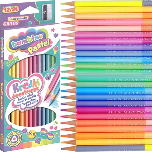 KREDKI DWUSTRONNE PASTELOWE 12/24 KOL. BAMBINO