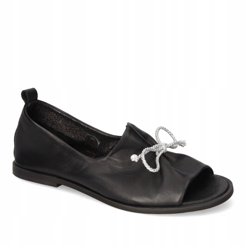 Dámské kožené polobotky Nicole černé s odhalenými prsty, velikost 40