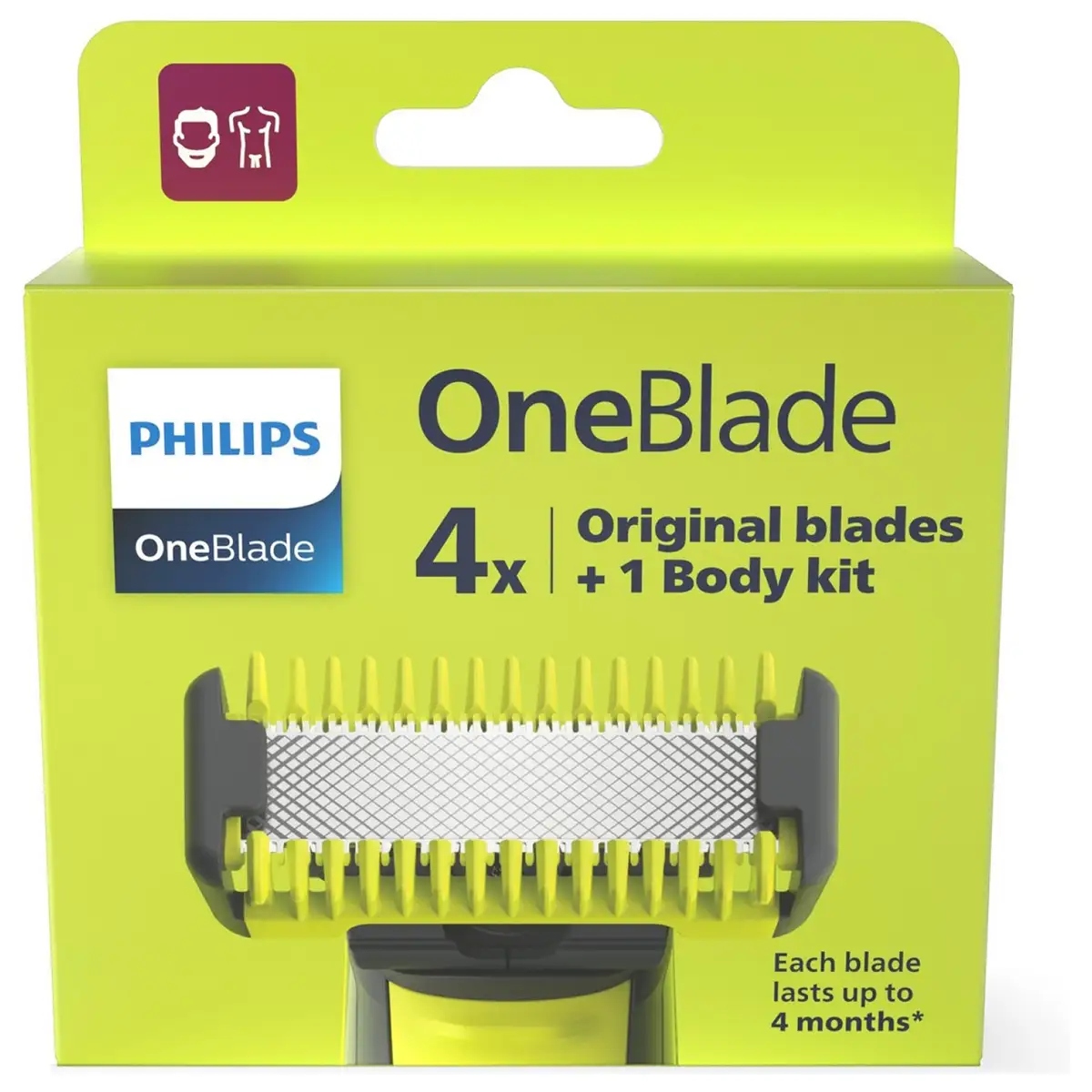 Ostrza Philips OneBlade QP310/50 4 sztuki Oryginalne Wymienne +Body Kit
