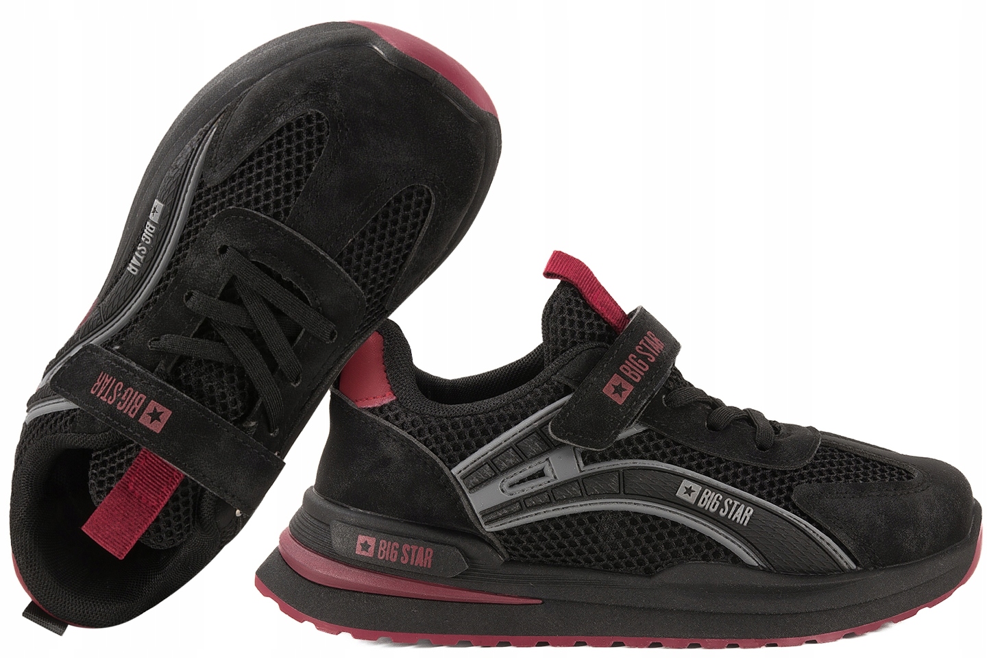 Big Star TT374152 Buty Sportowe Chłopięce Sneakersy Rzepy czarne Czarny 32