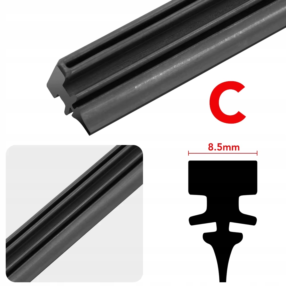 Gumki do wycieraczek hybrydowych wymienne do pióra hybryd 2x700mm typ C