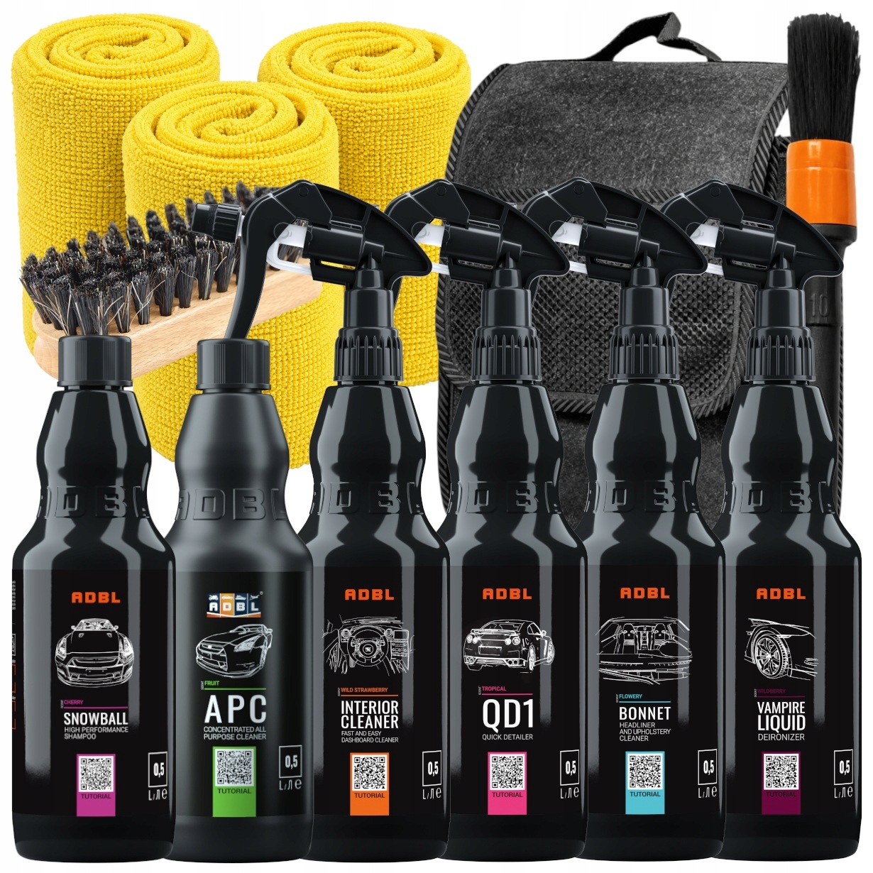 Kosmetyki Do Auta Zestaw Adbl 6x 500ml Torba Czyszczenie Wnętrza Lakieru