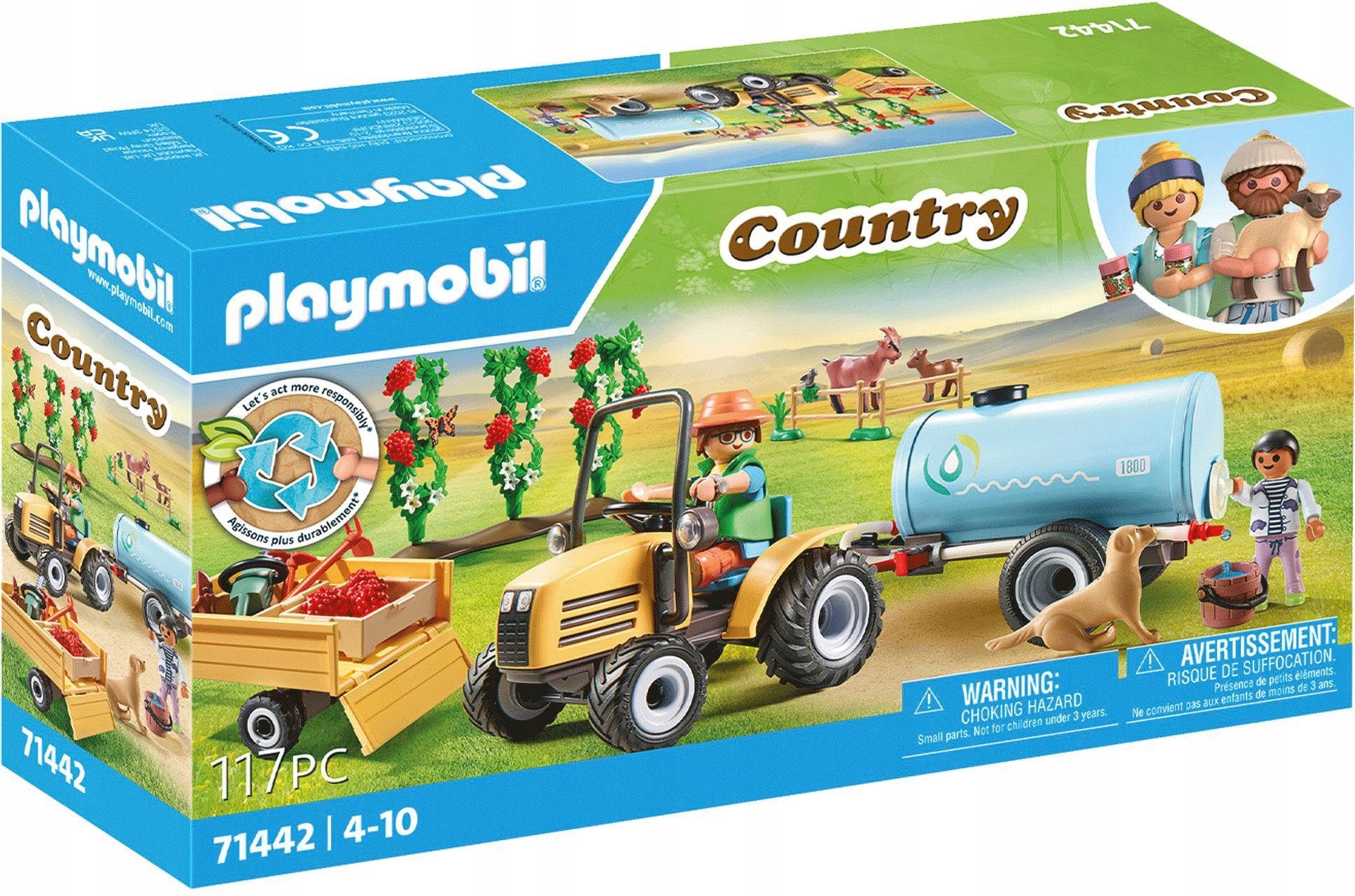 PLAYMOBIL COUNTRY Traktor z przyczepą i cysterną na wodę 71442