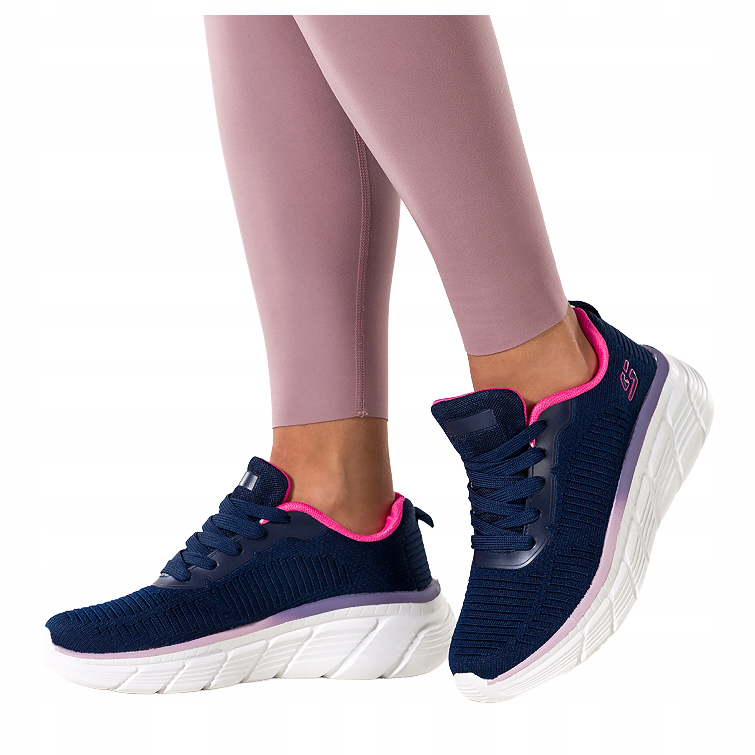 Tmavě modré dámské sportovní tenisky, šněrovací platforma pro fitness, velikost 38