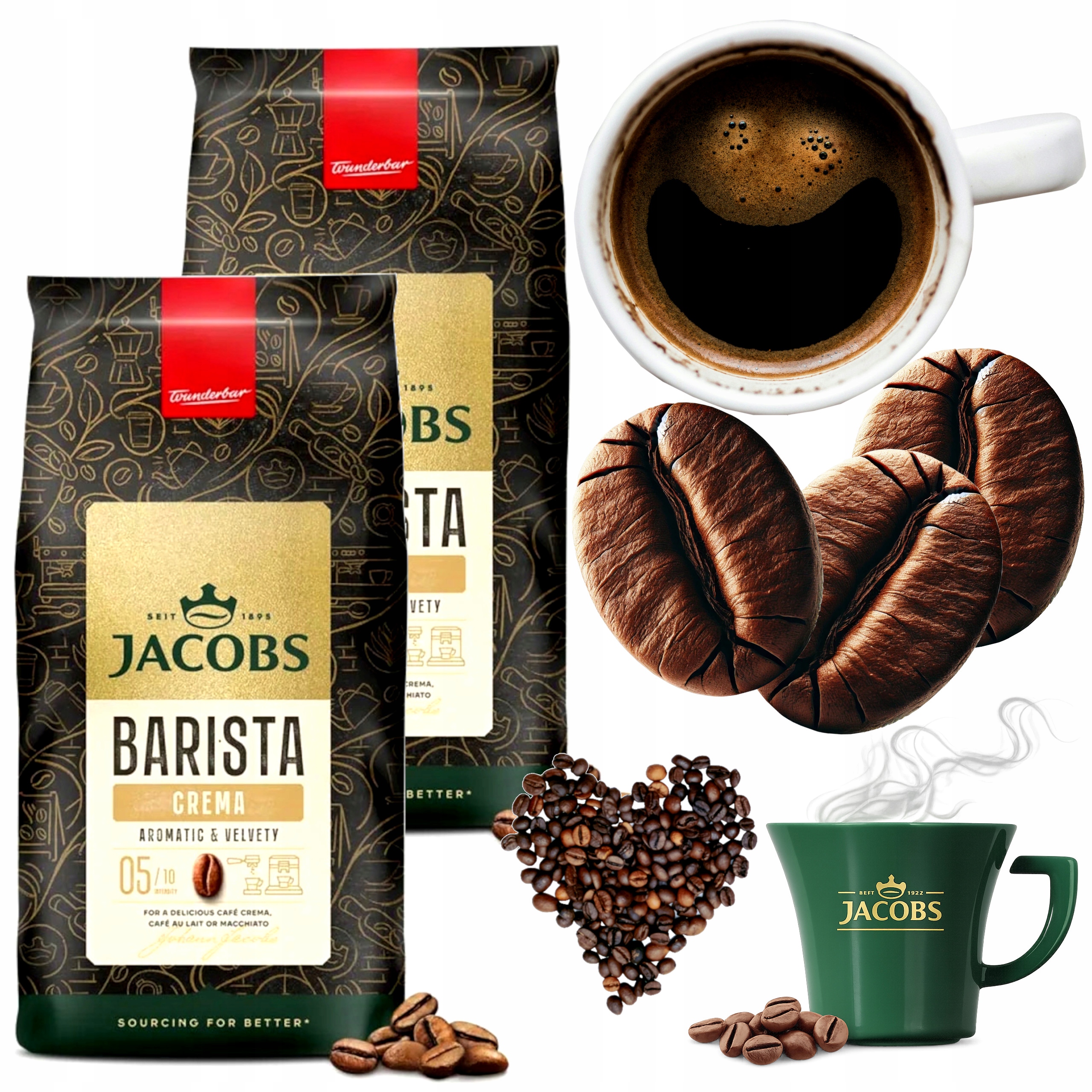 Kawa Ziarnista Jacobs 1KGx2 Palona Barista Crema Do Ekspresu Rynek Zachodni