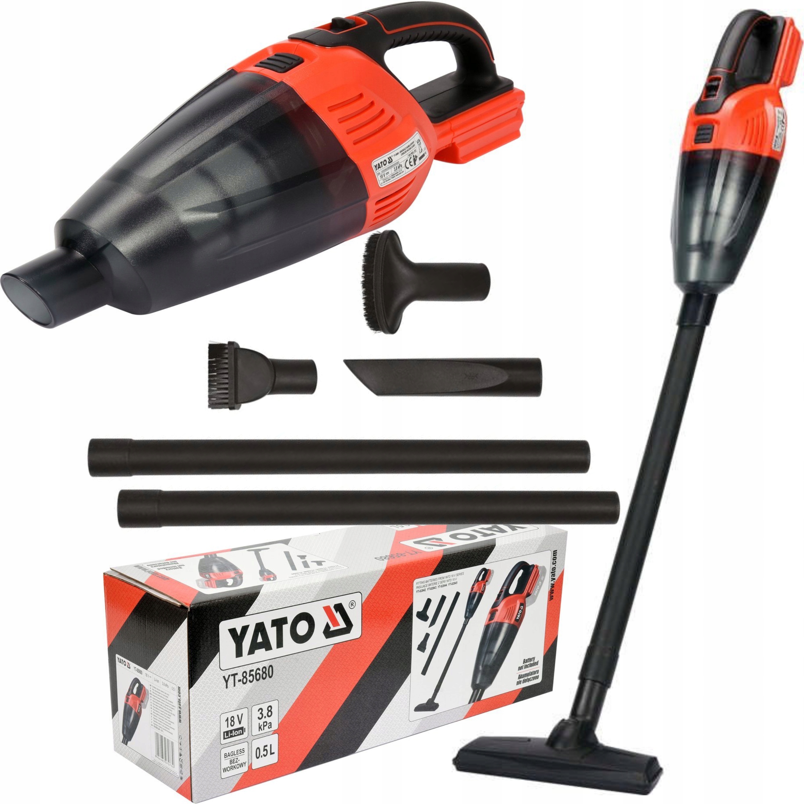 YATO ODKURZACZ BEZPRZEWODOWY AKUMULATOROWY 18V Z FILTREM +NASADKI YT-85680