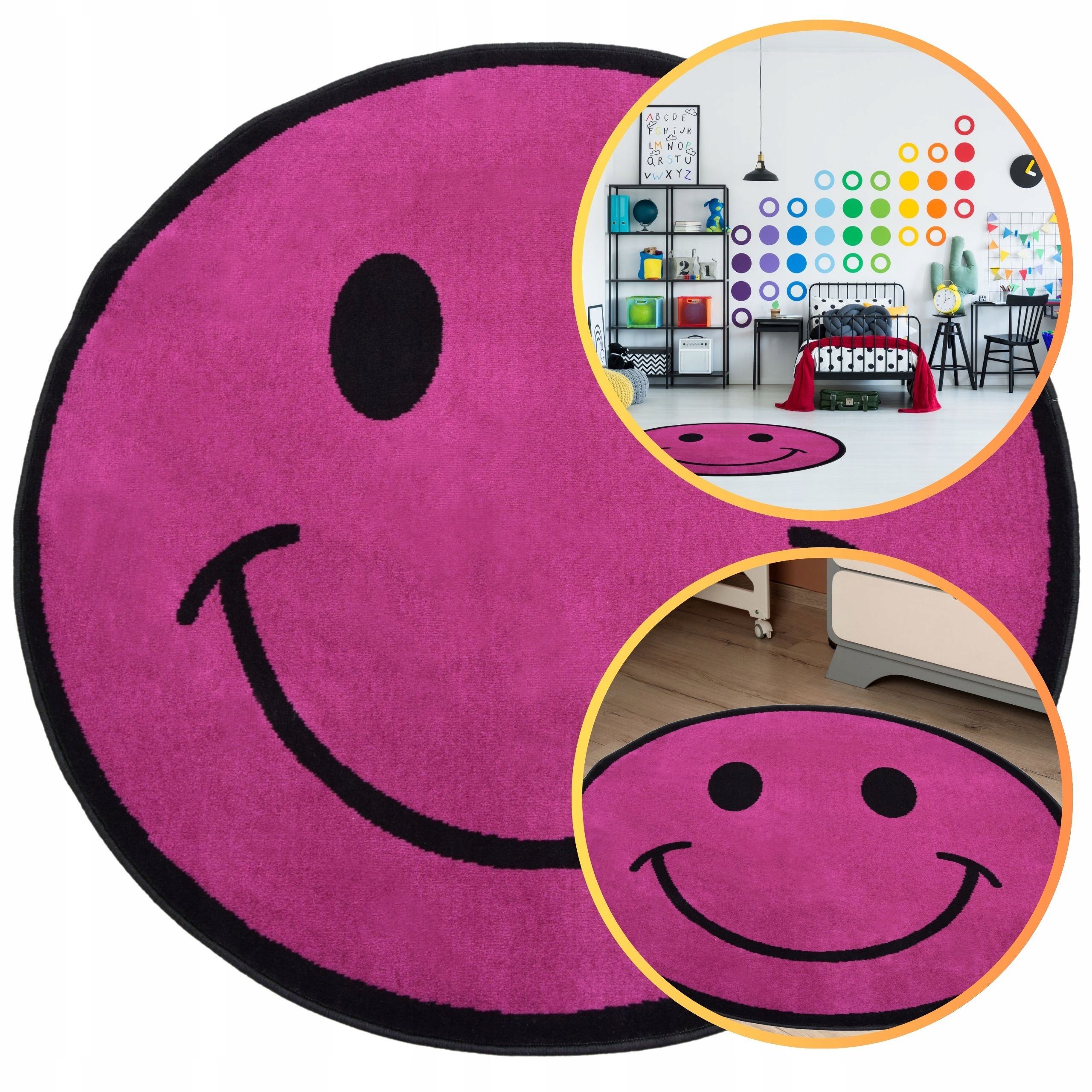 Koberec Kulatý Kruh 120 CM Venezia Fialový Koberec Dětský Koberec Pro Děti