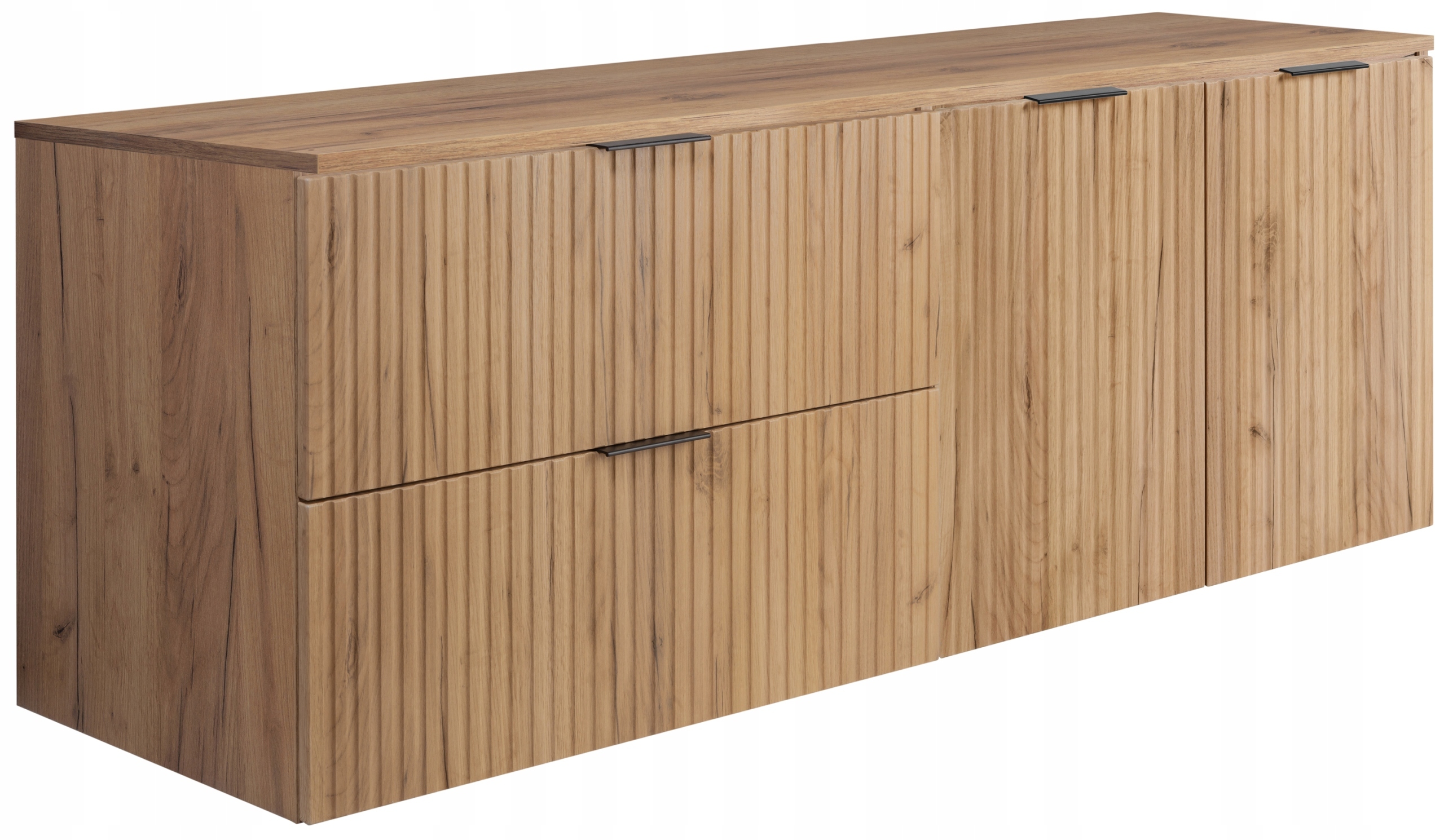 Koupelnová skříňka pod umyvadlo 140 Dub cm Módní Ryflovaná čela Mdf