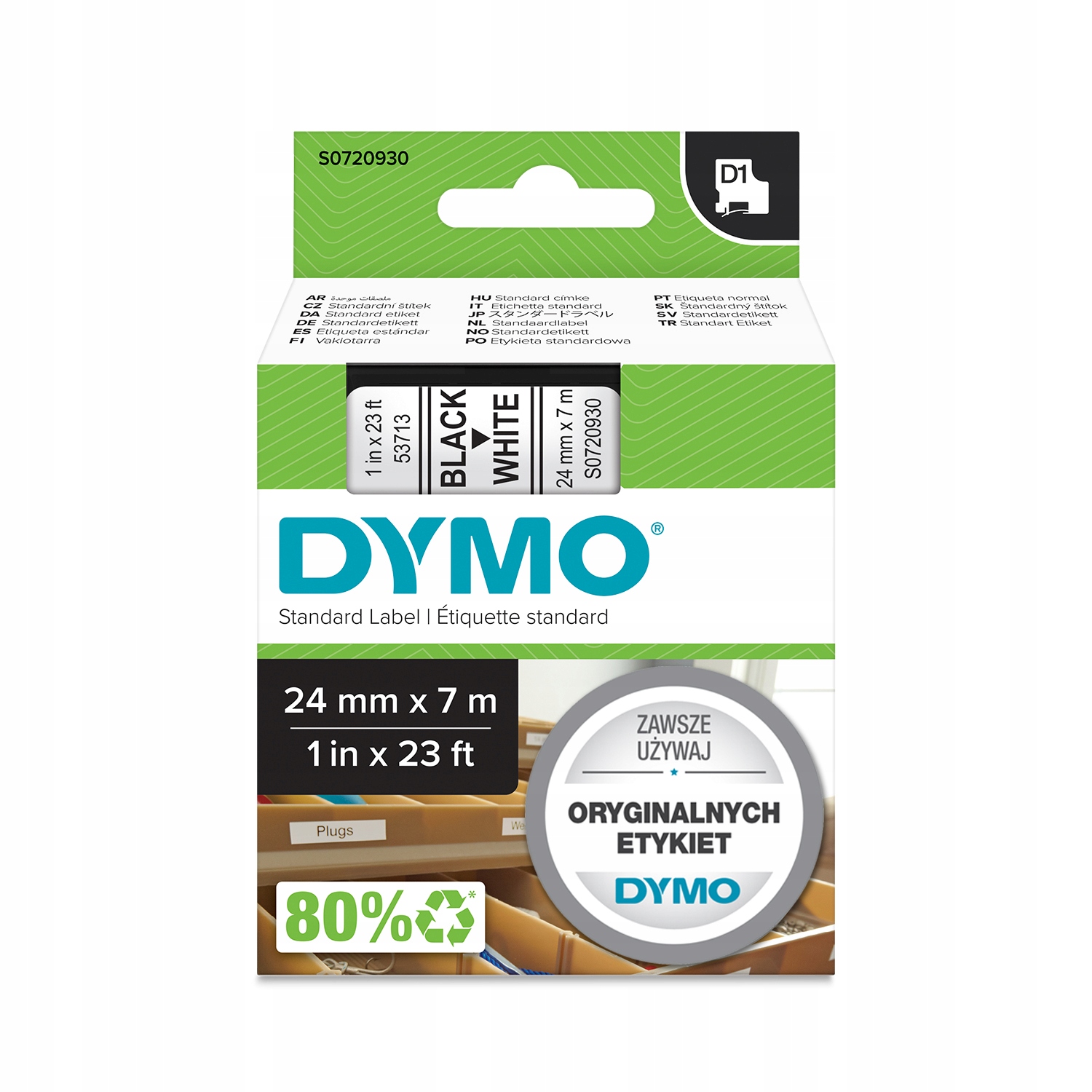 

Dymo Taśma D1 53713 S0720930 24mm Cz/b Oryginał