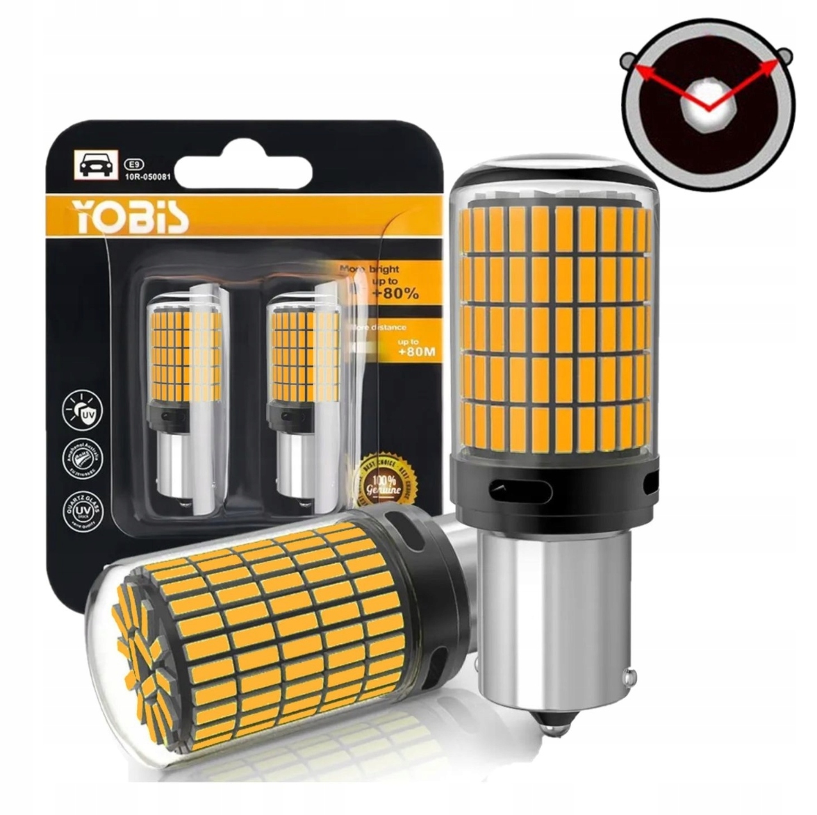 Żarówki Yobis Led PY21W BAU15S 12V Canbus Pomarańczowa 150SMD Kierunkowskaz