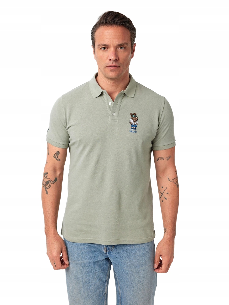 Williot Pánská Polokošile S Výšivkou Psa Na Tričku Zelená M Opa