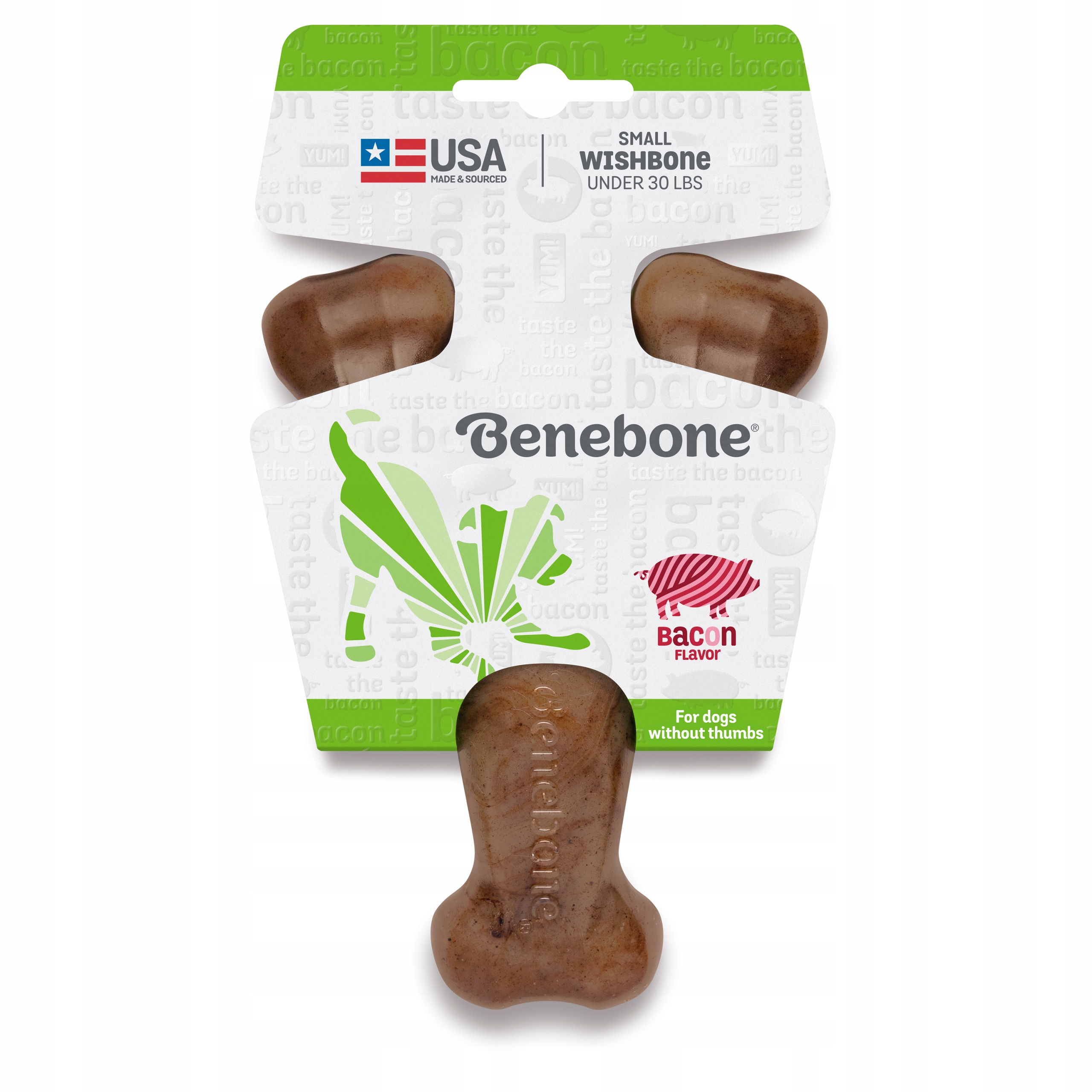 Benebone odolné kousátko pro psa Přáníčková kost Slanina 102g