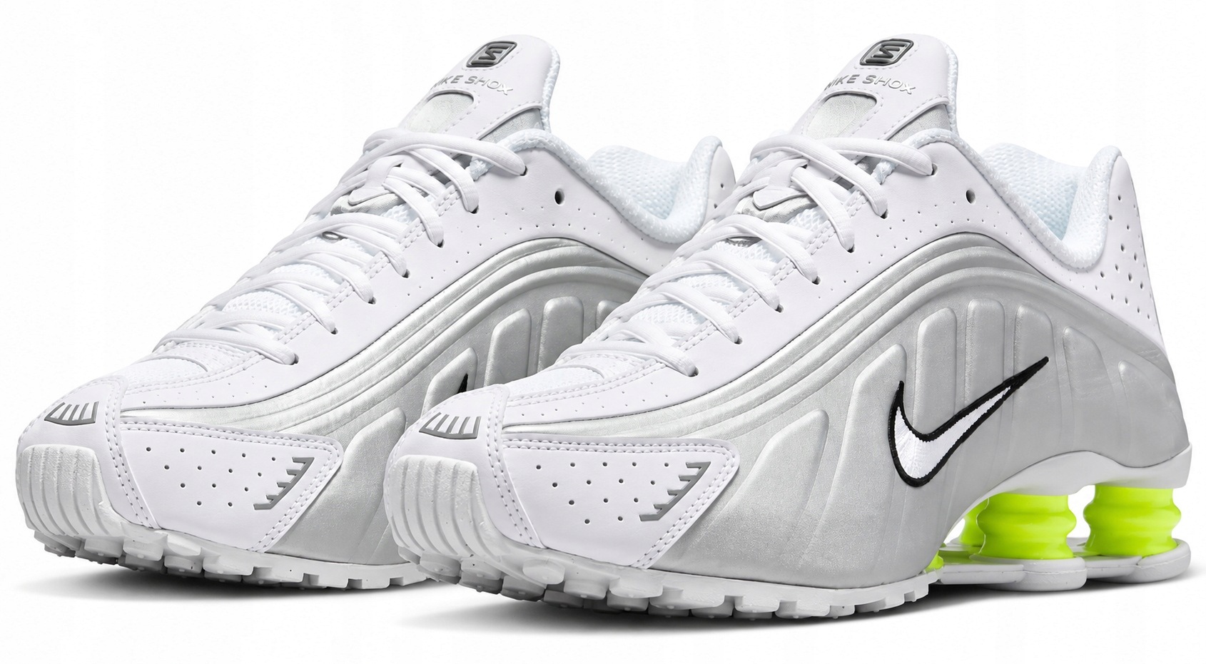 Unikátní tenisky Nike Shox R4 White Silver Volt Unisex AR3565-102 44