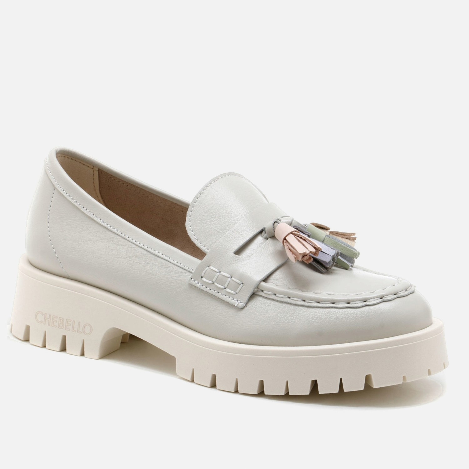 Bílo krémové kožené měkké polobotky dámské mokasíny Mokasyn Chebello 40