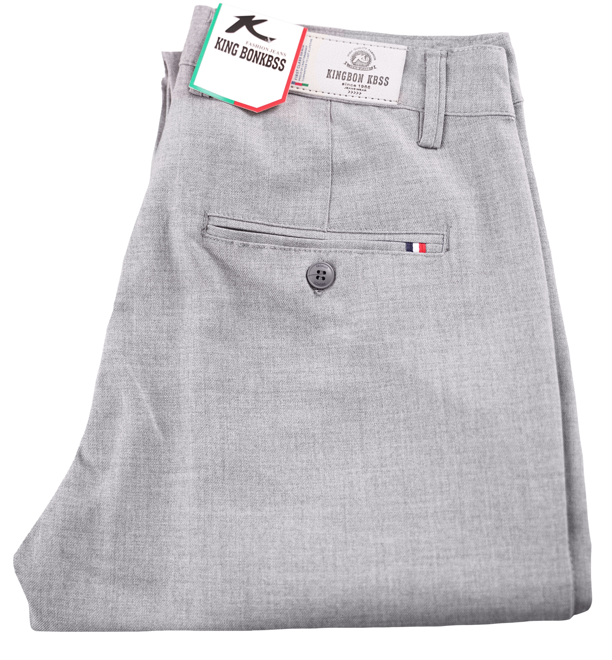 SPODNIE MĘSKIE WIZYTOWE CHINOS JASNE SIWE DO KOSZULI W42 L32 PAS 110-112 CM Rozmiar 42/32