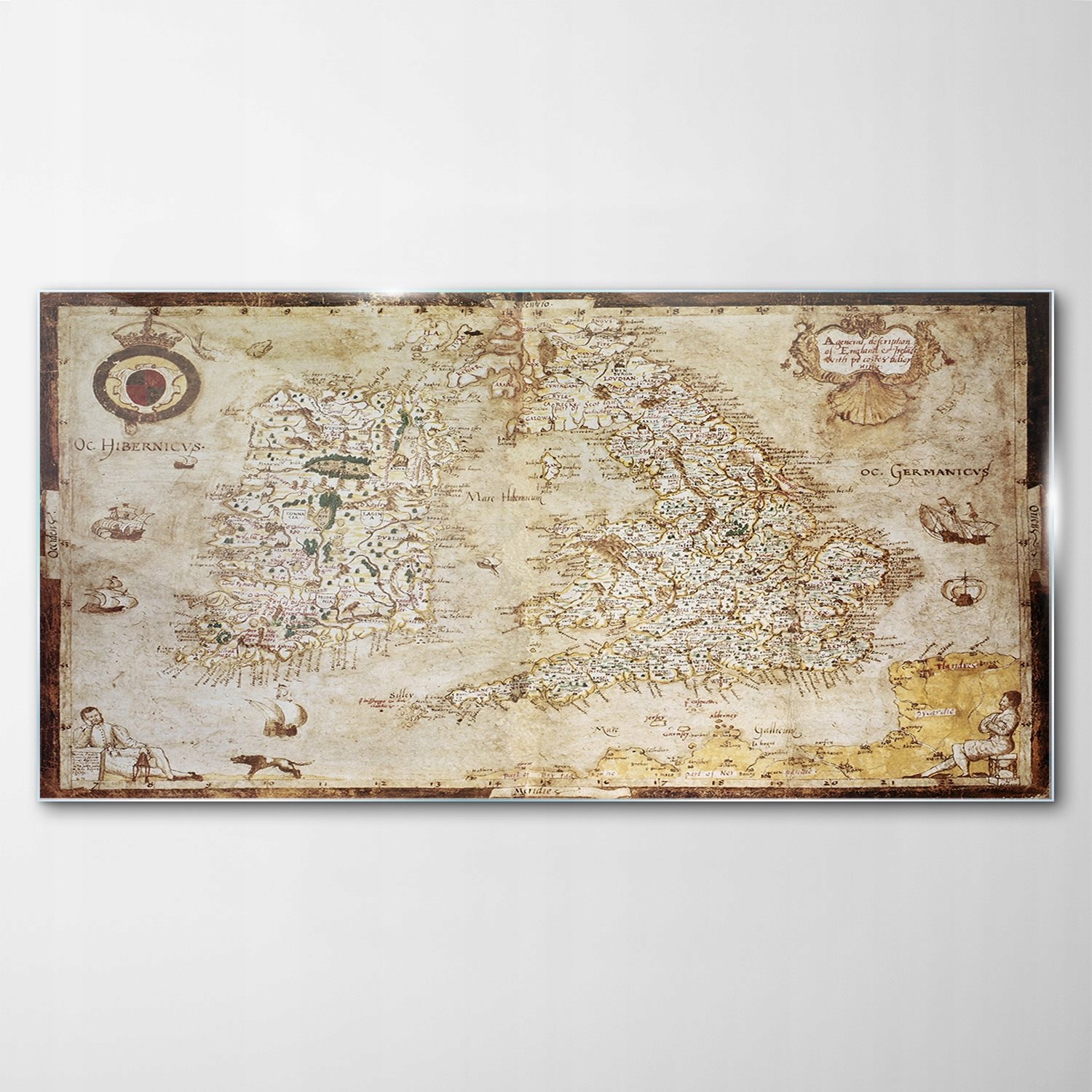 

Obraz Szklany Dekor Mapa Stara Anglia Wyspa 100x50