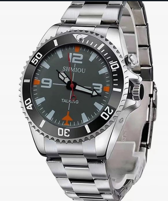 Francouzské mluvící hodinky Shmiou Stříbrné pro seniory