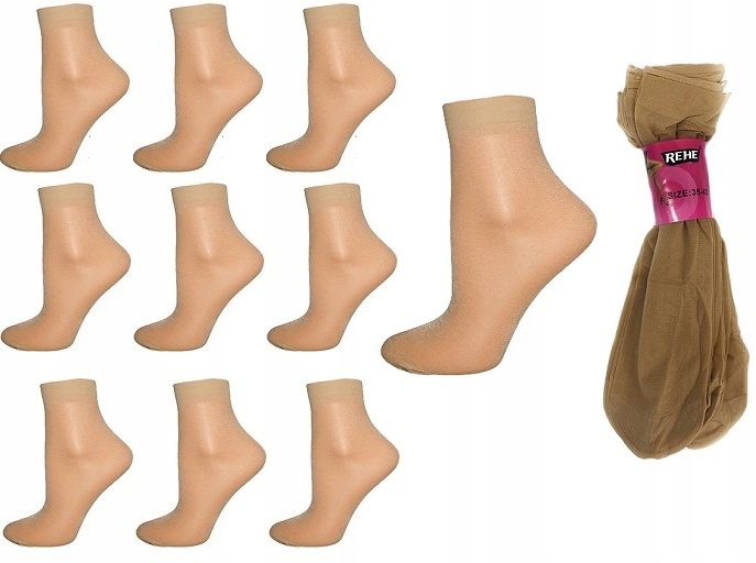 

skarpetki Lycra mocne damskie Beż zestaw 10 Par
