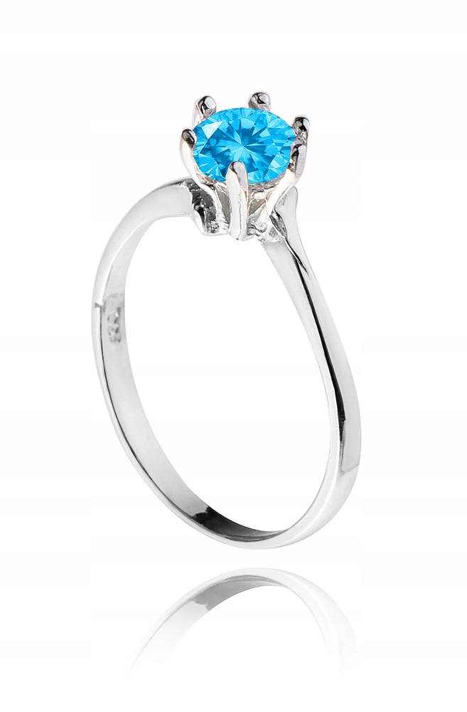 

Srebrny Pierścionek Z Niebieską Cyrkonią ROZMIAR25