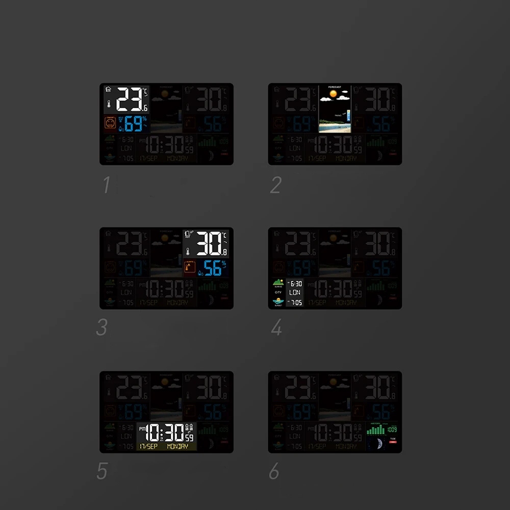 NOWOCZESNA RADIOWA STACJA POGODOWA, PROGNOZA POGODY, ZESTAWIE ZEGAR RADIOW Szerokość całkowita 16.8 cm