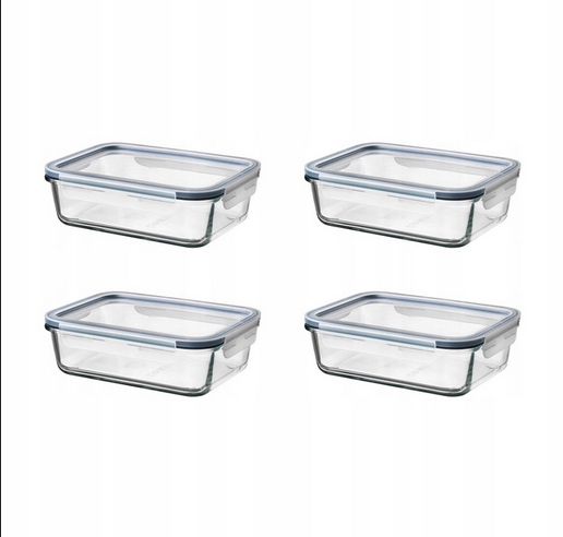 Ikea 365+ Skleněná nádoba s plastovým víkem 1000 ml Komplet 4 kusů